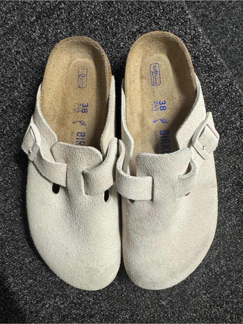 Birkenstock Cream Suede Boston Clogs - Picture 10 of 15